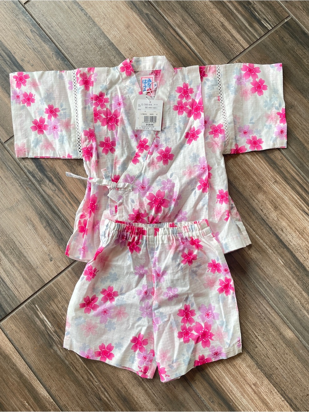 NWT Miki House Girls Two-Piece Sakura Kimono Jinbei Size 2T